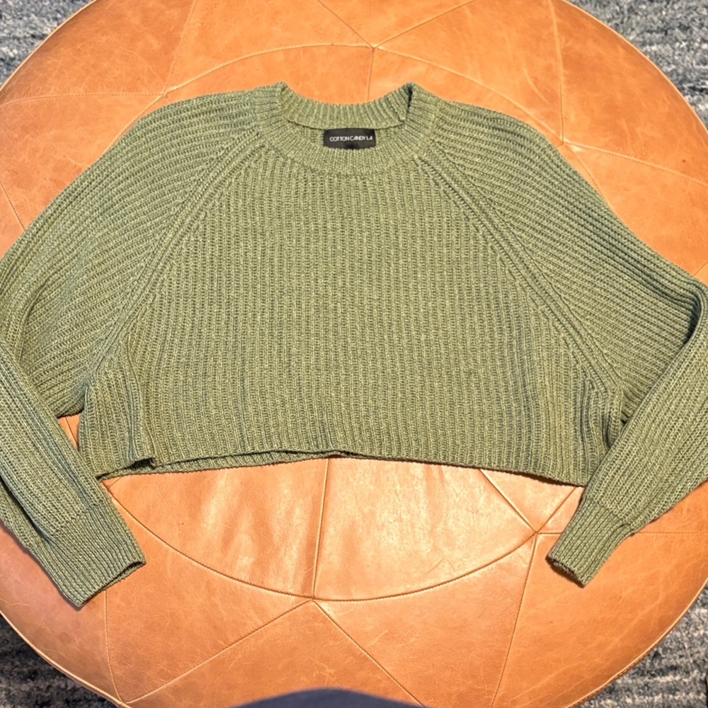 Cotton Candy LA Green Cropped Sweater